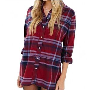 Urban Outfitters BDG Red and Purple Plaid Flannel Shirt